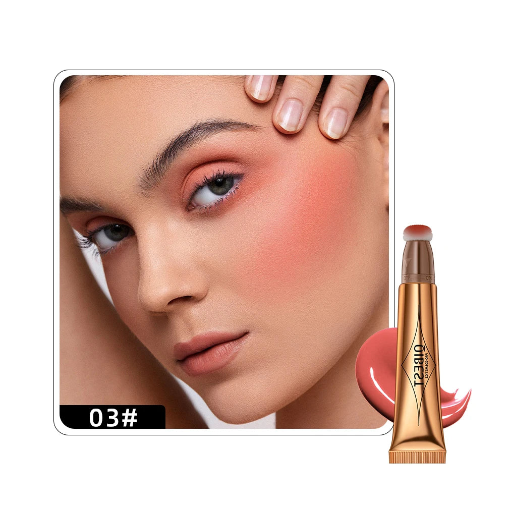 Liquid Contour with Cushion Applicator Highlight Shimmer Natural Soft Moisturizing Cream Liquid Blush for Cheek Cosmetics