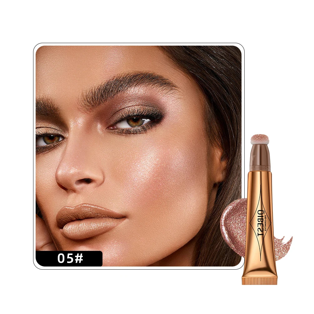 Liquid Contour with Cushion Applicator Highlight Shimmer Natural Soft Moisturizing Cream Liquid Blush for Cheek Cosmetics