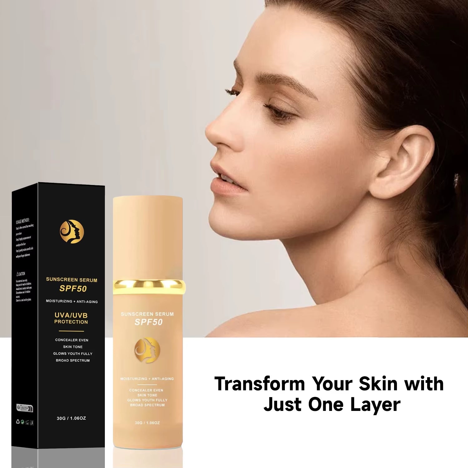 4-In-1 Foundation Liquid Makeup 4 in 1 Foundation Light Spectrum Sunscreen Serum Liquid Hydrating Full Coverage Concealer SPF 50