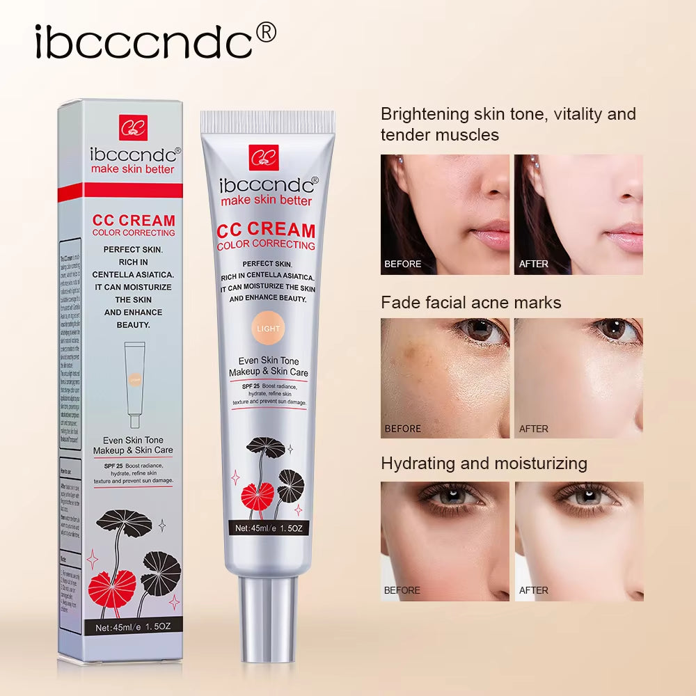 45Ml Color Correcting CC Cream Facial Centella Asiatica Repair BB Cream Natural Concealer Whitening Liquid Foundation Cosmetics