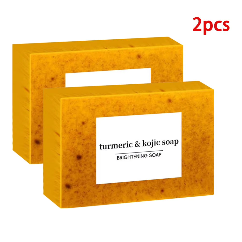 100G Turmeric Hand Made Soap, Lemon Kojic Acid Soap, Shower and Facial Soap Deep Cleaning for Face Body Skin Care